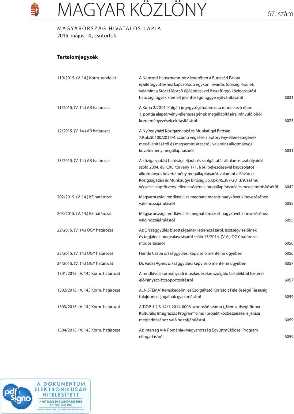 ügyek kiemelt jelentőségű üggyé nyilvánításáról 6021 11/2015. (V. 14.) AB határozat A Kúria 2/2014. Polgári jogegységi határozata rendelkező része 1.