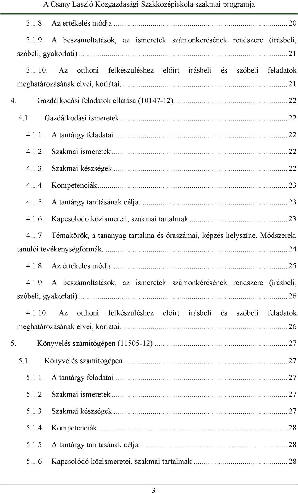 .. 22 4.1.2. Szakmai ismeretek... 22 4.1.3. Szakmai készségek... 22 4.1.4. Kompetenciák... 23 4.1.5. A tantárgy tanításának célja... 23 4.1.6. Kapcsolódó közismereti, szakmai tartalmak... 23 4.1.7.