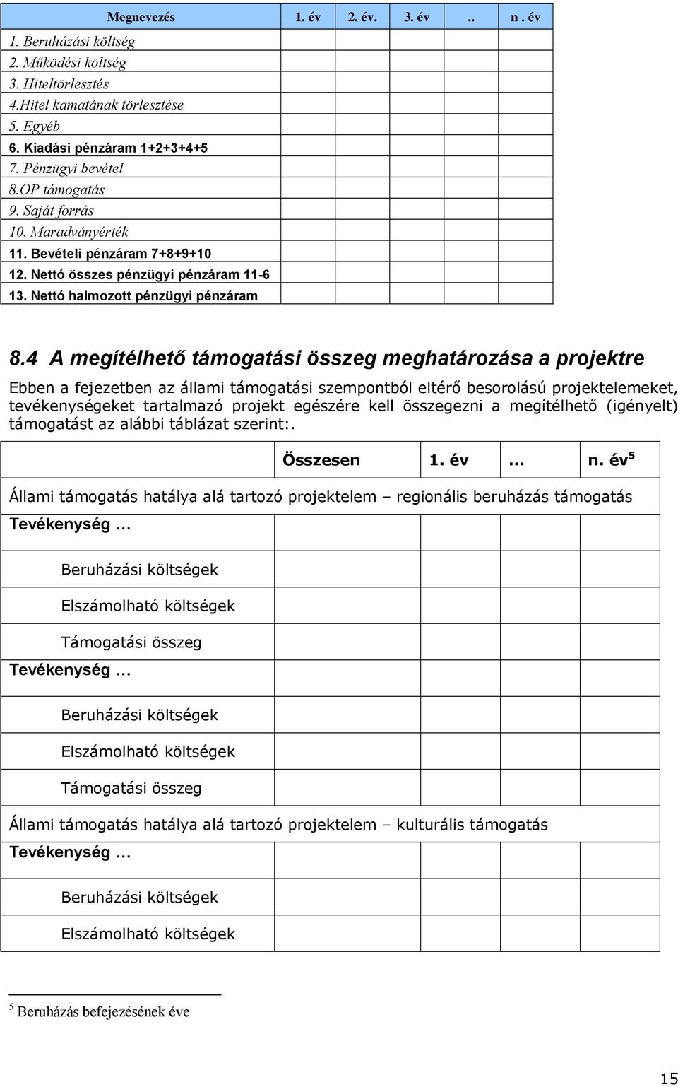 4 A megítélhető támogatási összeg meghatározása a projektre Ebben a fejezetben az állami támogatási szempontból eltérő besorolású projektelemeket, tevékenységeket tartalmazó projekt egészére kell