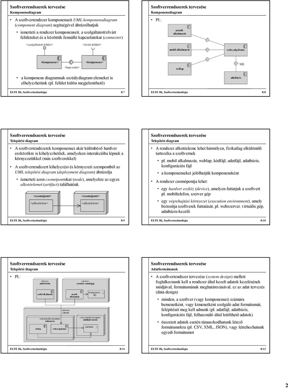 komponens diagramnak osztálydiagram elemeket is elhelyezhetünk (pl.