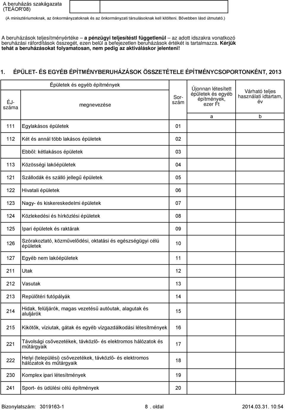 Kérjük tehát eruházásokt folymtosn, nem pedig z ktiváláskor jelenteni! 1.