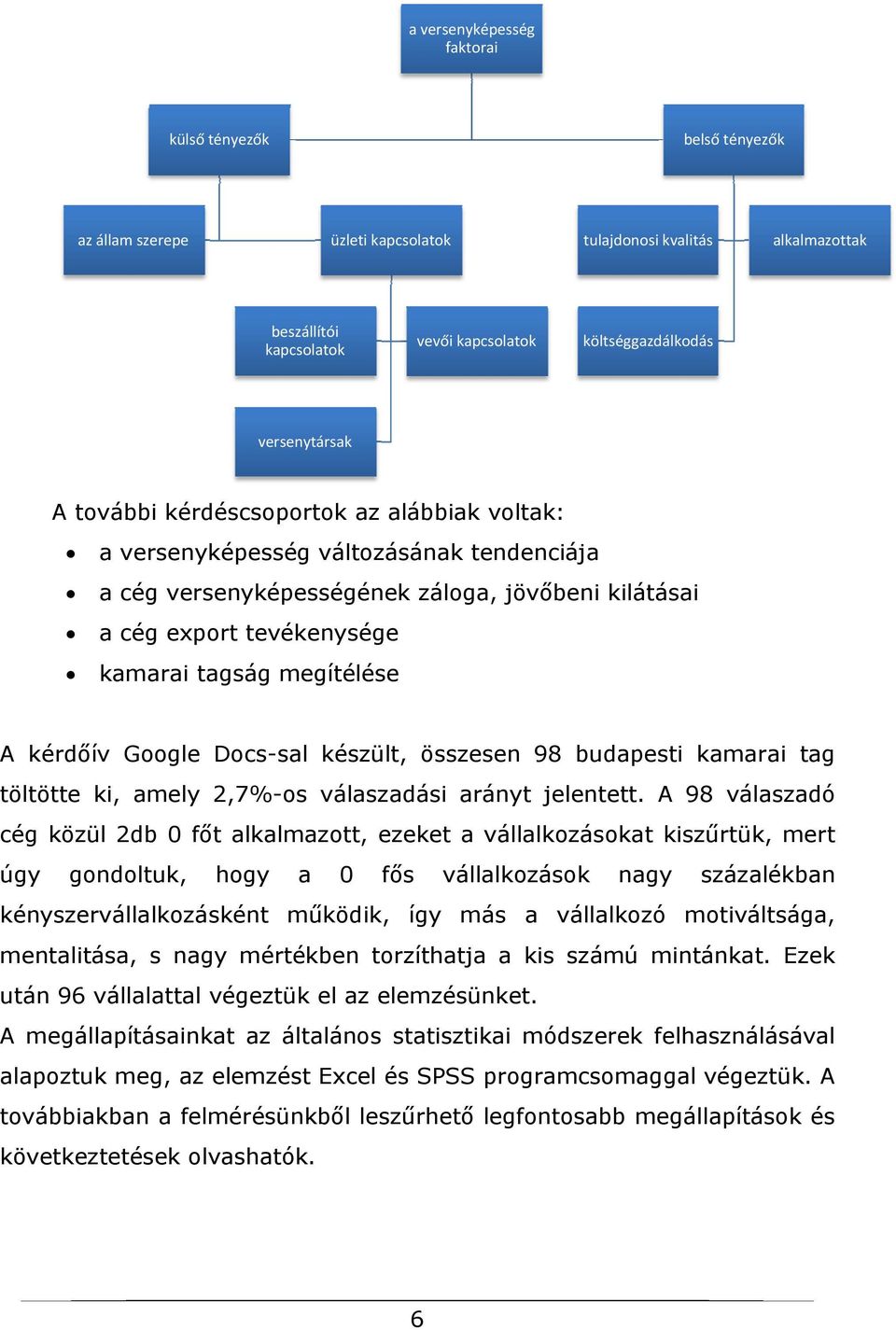 megítélése A kérdőív Google Docs-sal készült, összesen 98 budapesti kamarai tag töltötte ki, amely 2,7%-os válaszadási arányt jelentett.