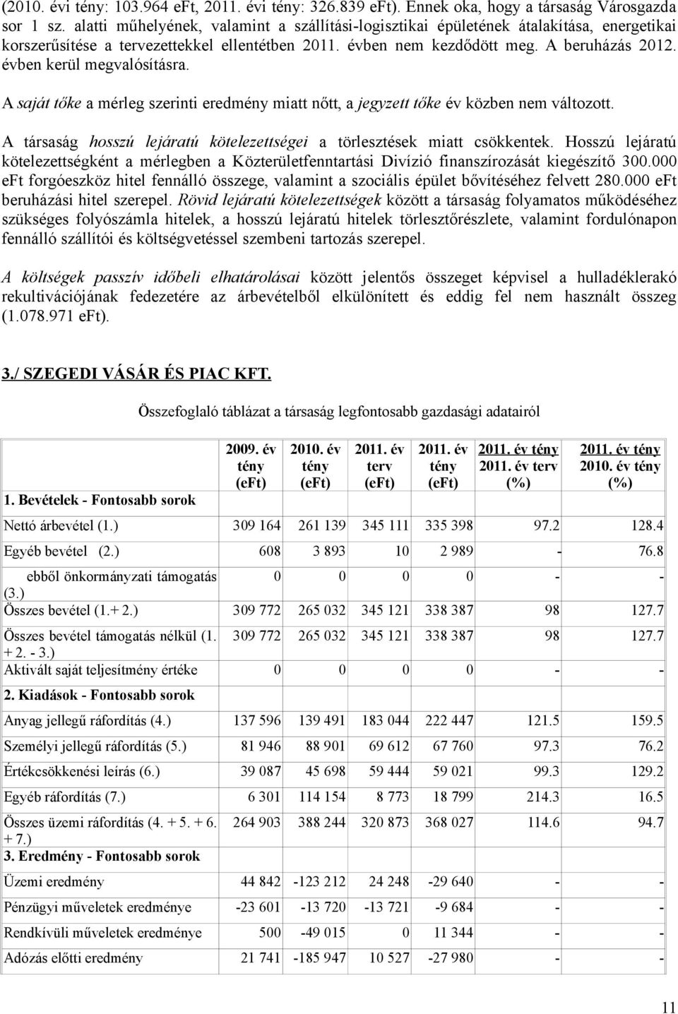 évben kerül megvalósításra. A saját tőke a mérleg szerinti eredmény miatt nőtt, a jegyzett tőke év közben nem változott. A társaság hosszú lejáratú kötelezettségei a törlesztések miatt csökkentek.