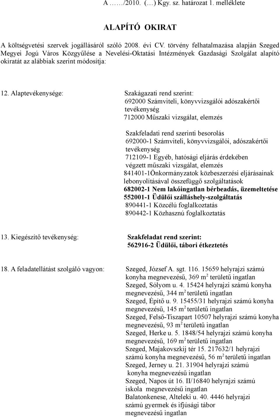 Alaptevékenysége: Szakágazati rend szerint: 692000 Számviteli, könyvvizsgálói adószakértői tevékenység 712000 Műszaki vizsgálat, elemzés Szakfeladati rend szerinti besorolás 692000-1 Számviteli,