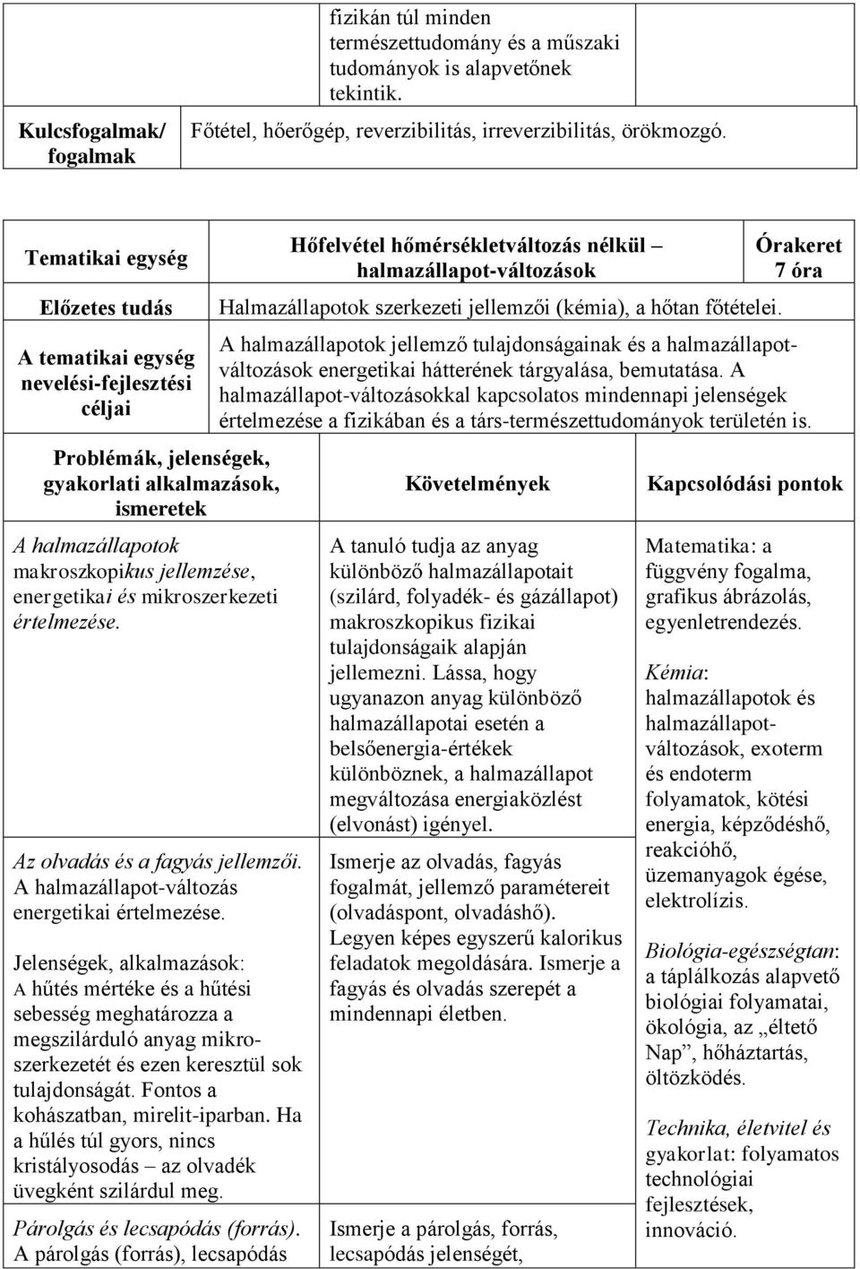 Jelenségek, alkalmazások: A hűtés mértéke és a hűtési sebesség meghatározza a megszilárduló anyag mikroszerkezetét és ezen keresztül sok tulajdonságát. Fontos a kohászatban, mirelit-iparban.