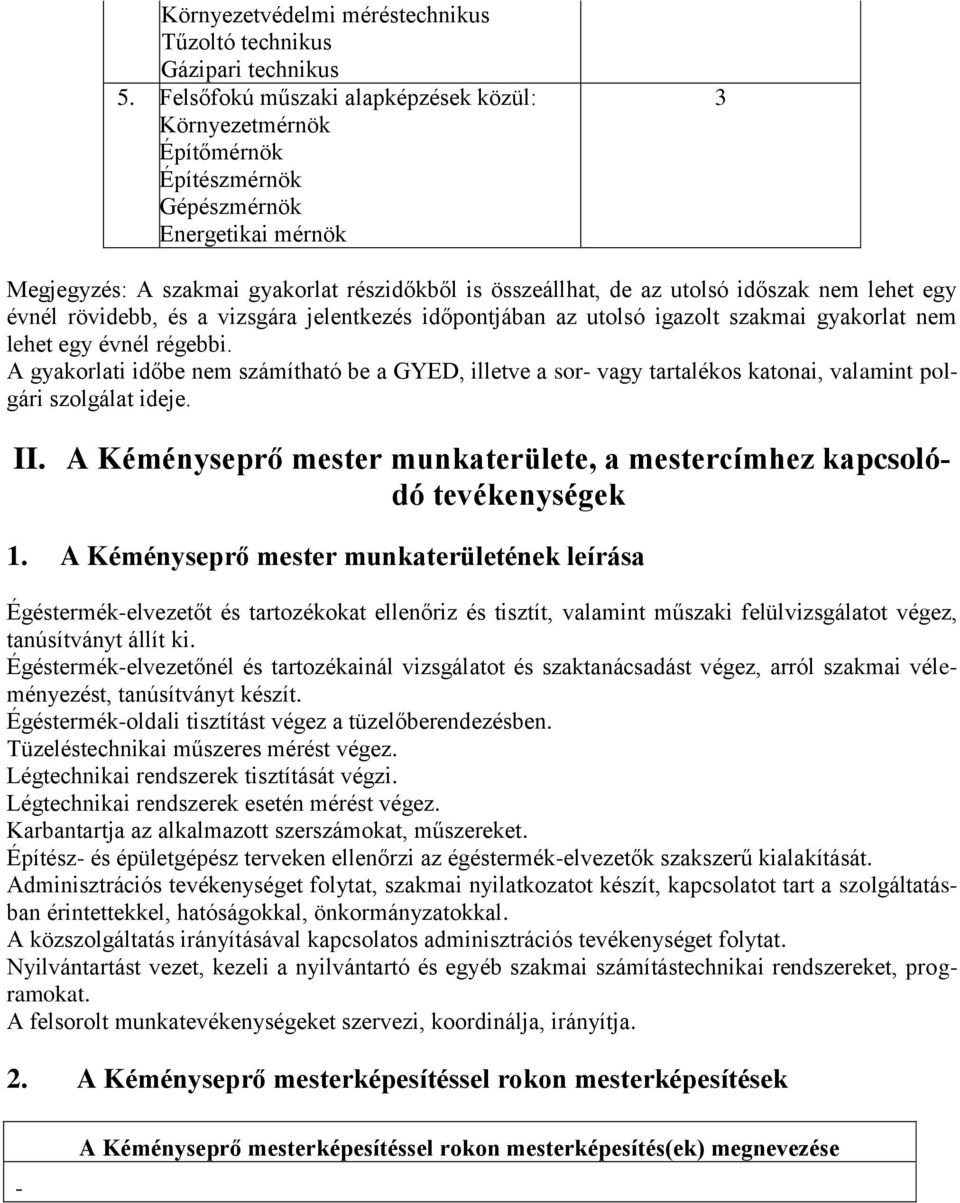 lehet egy évnél rövidebb, és a vizsgára jelentkezés időpontjában az utolsó igazolt szakmai gyakorlat nem lehet egy évnél régebbi.