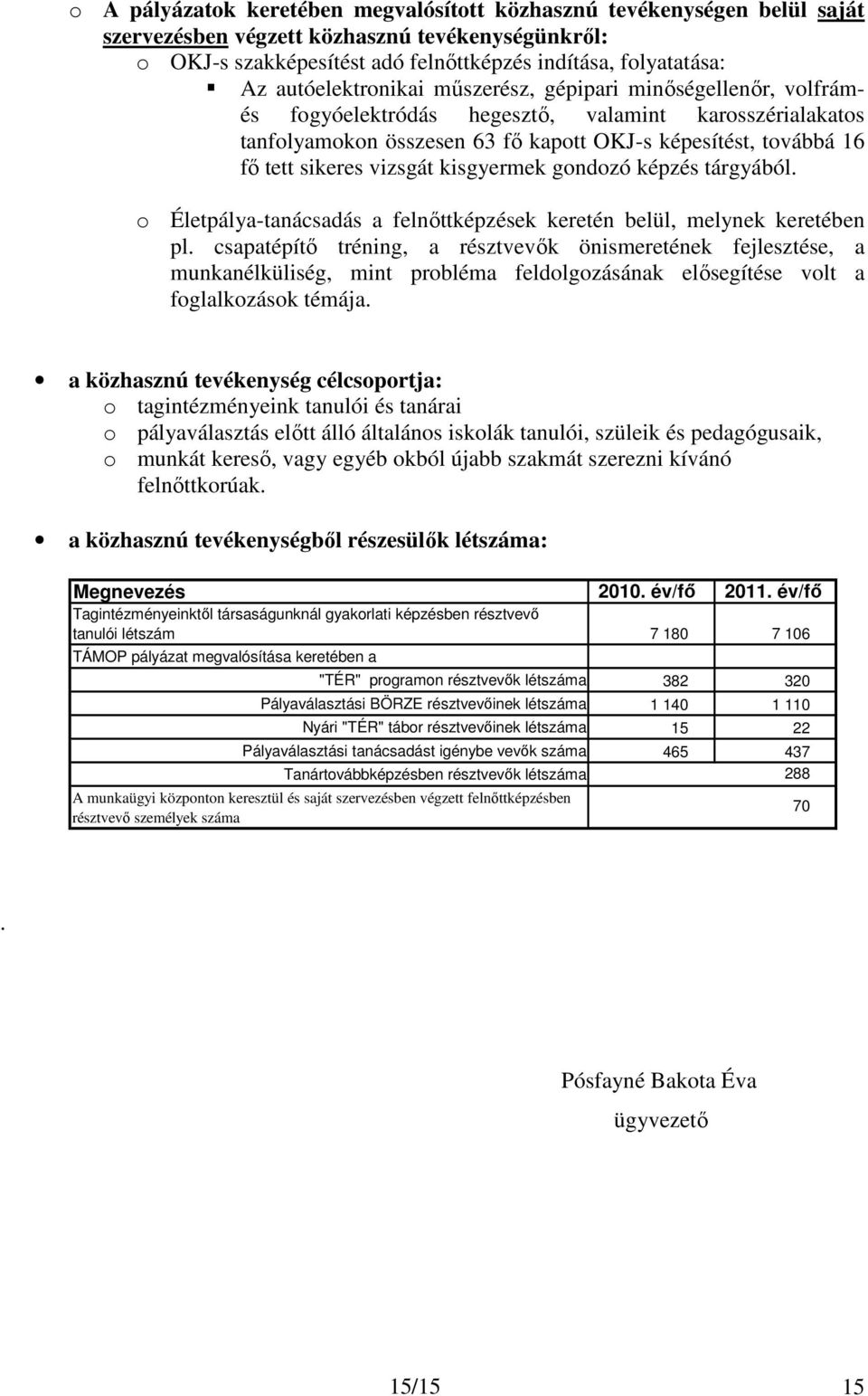 vizsgát kisgyermek gondozó képzés tárgyából. o Életpálya-tanácsadás a felnıttképzések keretén belül, melynek keretében pl.