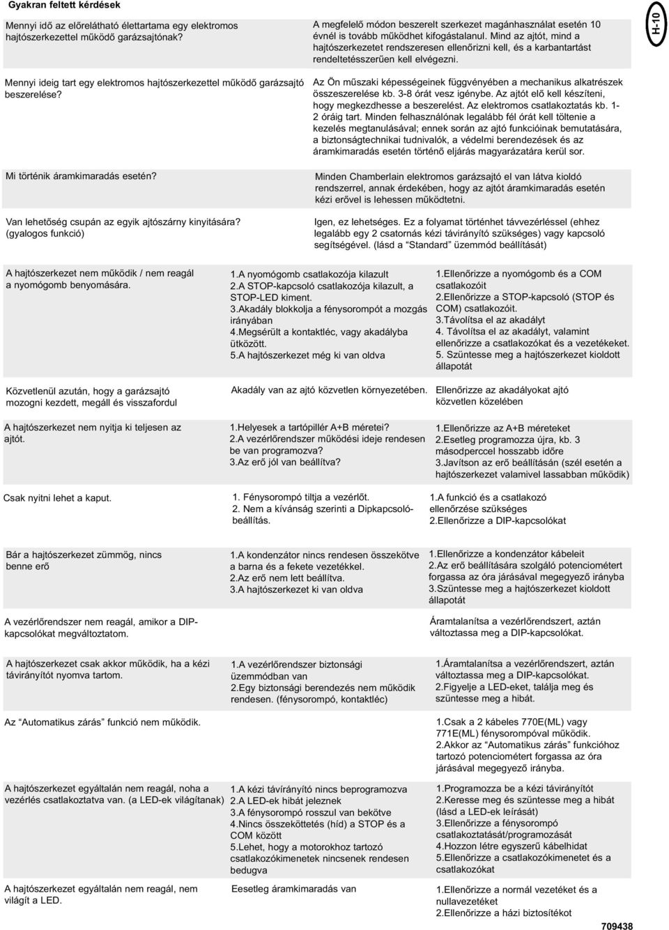 Mind az ajtót, mind a hajtószerkezetet rendszeresen ellenőrizni kell, és a karbantartást rendeltetésszerűen kell elvégezni.