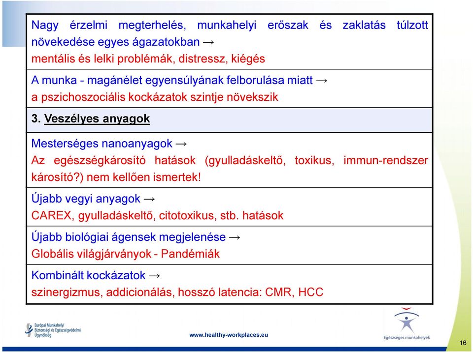 Veszélyes anyagok Mesterséges nanoanyagok Az egészségkárosító hatások (gyulladáskeltő, toxikus, immun-rendszer károsító?) nem kellően ismertek!