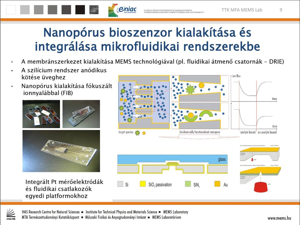 fluidikai átmenő csatornák - DRIE) A szilícium rendszer anódikus kötése üveghez