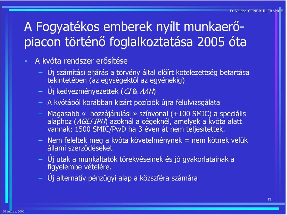 SMIC) a speciális alaphoz (AGEFIPH) azoknál a cégeknél, amelyek a kvóta alatt vannak; 1500 SMIC/PwD ha 3 éven át nem teljesítettek.