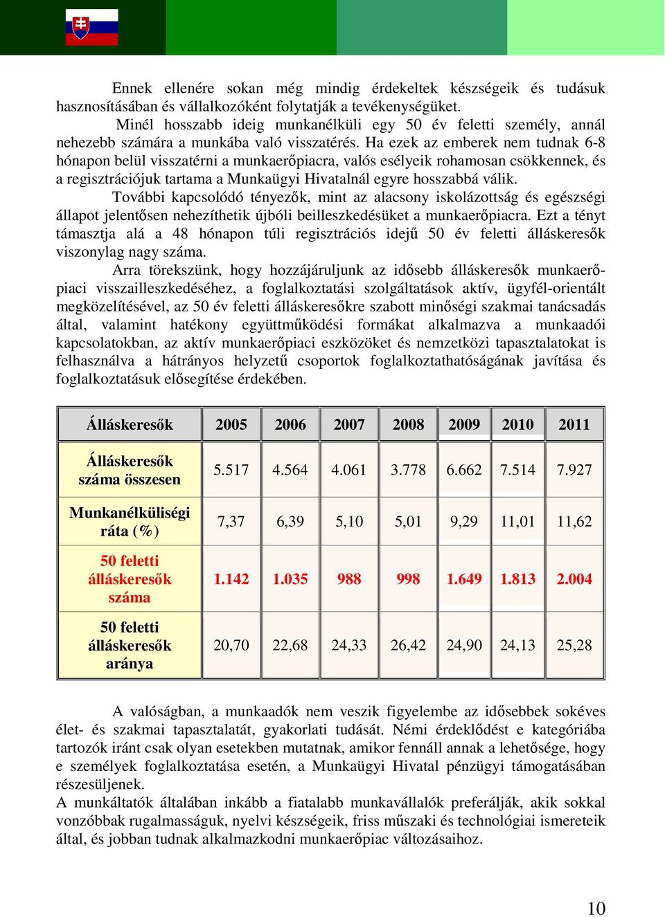 Ha ezek az emberek nem tudnak 6-8 hónapon belül visszatérni a munkaerőpiacra, valós esélyeik rohamosan csökkennek, és a regisztrációjuk tartama a Munkaügyi Hivatalnál egyre hosszabbá válik.