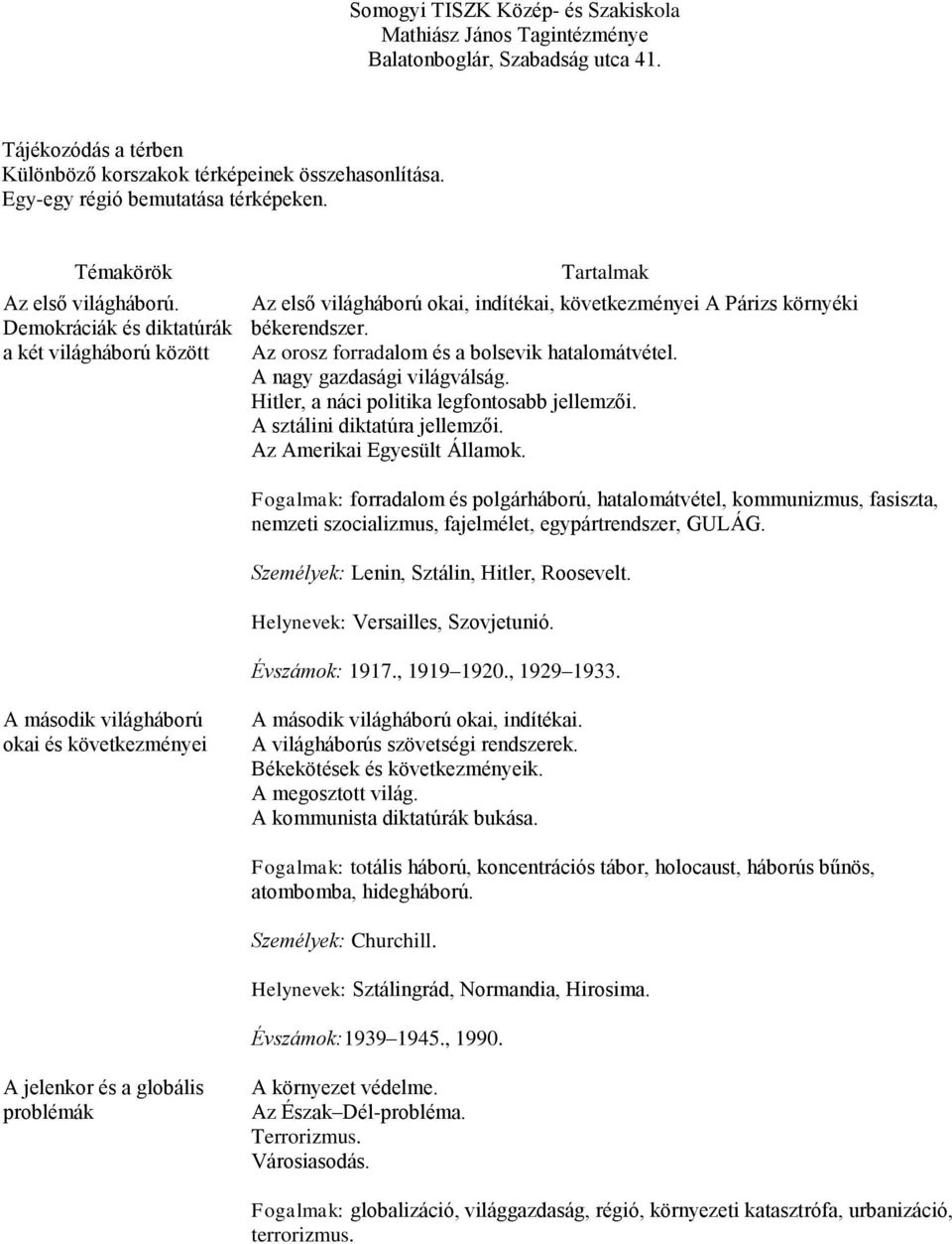 A nagy gazdasági világválság. Hitler, a náci politika legfontosabb jellemzői. A sztálini diktatúra jellemzői. Az Amerikai Egyesült Államok.