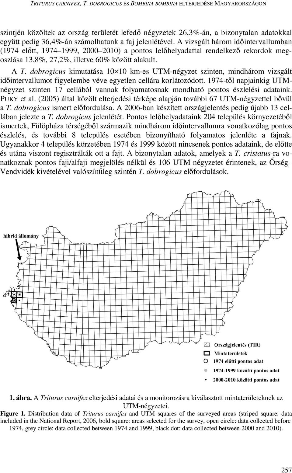 A vizsgált három időintervallumban (1974 előtt, 1974 1999, 2000 2010) a pontos lelőhelyadattal rendelkező rekordok megoszlása 13,8%, 27,2%, illetve 60% között alakult. A T.