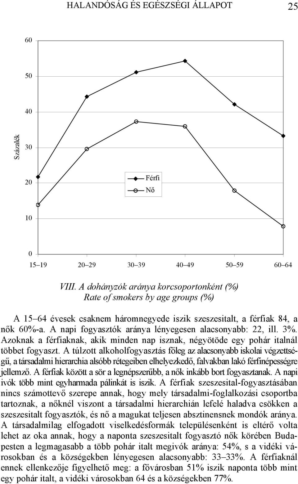 A napi fogyasztók aránya lényegesen alacsonyabb: 22, ill. 3%. Azoknak a férfiaknak, akik minden nap isznak, négyötöde egy pohár italnál többet fogyaszt.