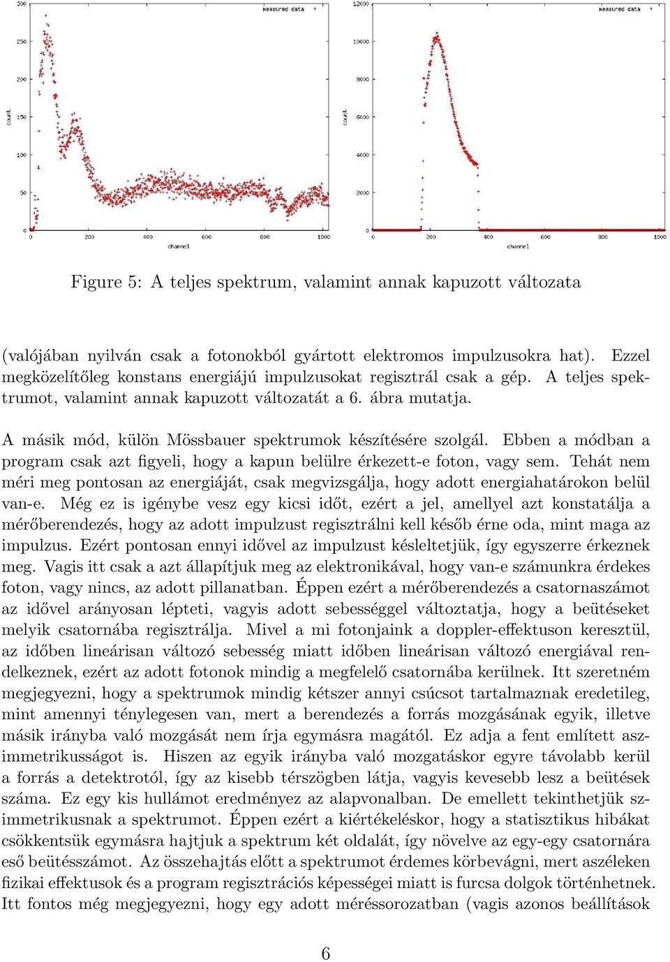 A másik mód, külön Mössbauer spektrumok készítésére szolgál. Ebben a módban a program csak azt figyeli, hogy a kapun belülre érkezett-e foton, vagy sem.