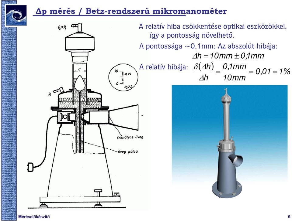 A pontossága ~0,1mm: Az abszolút hibája: A relatí hibája: