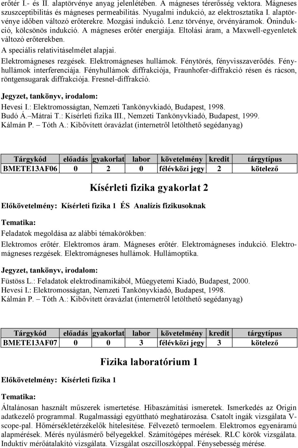 Eltolási áram, a Maxwell-egyenletek változó erőterekben. A speciális relativitáselmélet alapjai. Elektromágneses rezgések. Elektromágneses hullámok. Fénytörés, fényvisszaverődés.