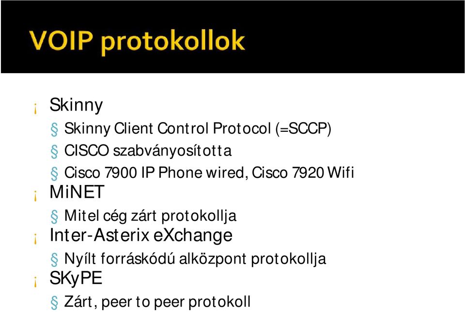 MiNET Mitel cég zárt protokollja Inter-Asterix exchange