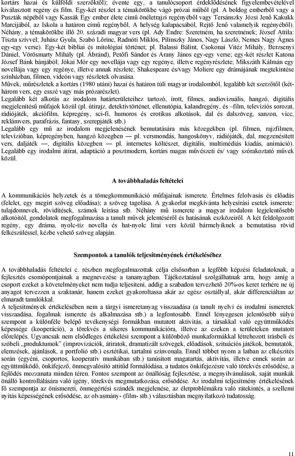 kalapácsából, Rejtő Jenő valamelyik regényéből). Néhány, a témakörökbe illő 20. századi magyar vers (pl.