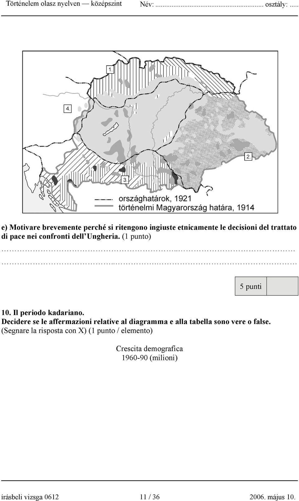 Decidere se le affermazioni relative al diagramma e alla tabella sono vere o false.
