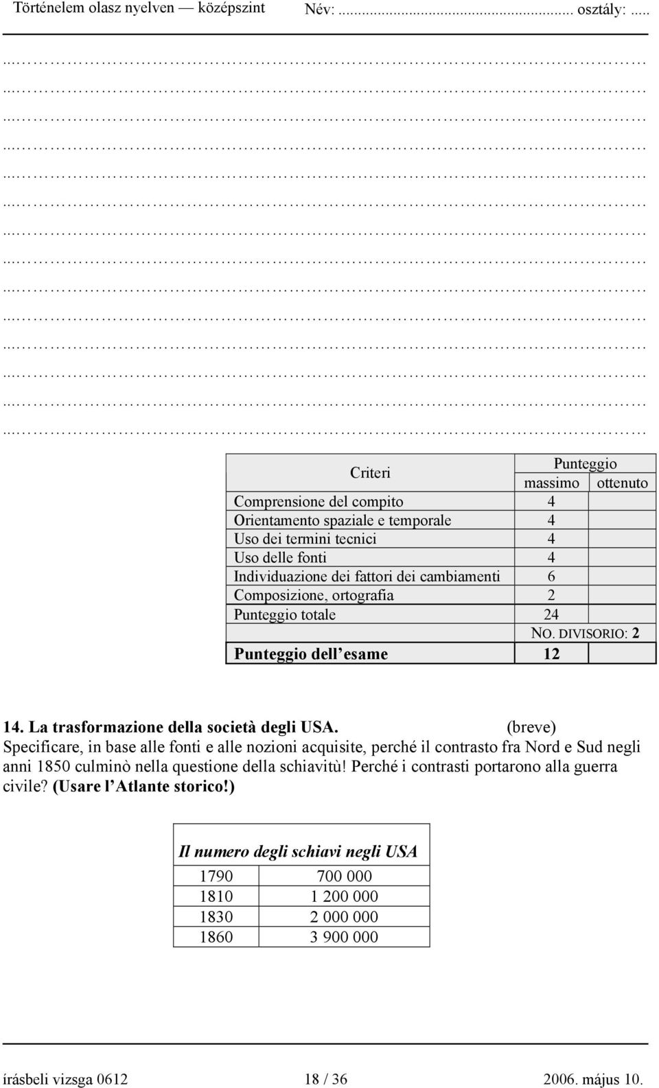 (breve) Specificare, in base alle fonti e alle nozioni acquisite, perché il contrasto fra Nord e Sud negli anni 1850 culminò nella questione della schiavitù!