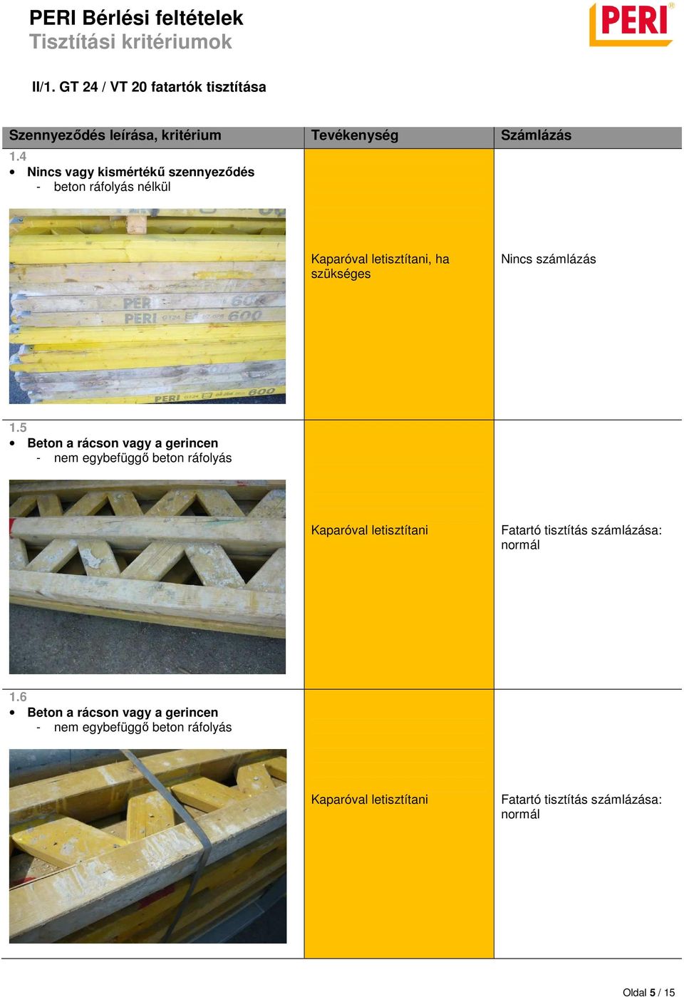 5 Beton a rácson vagy a gerincen - nem egybefüggő beton ráfolyás Kaparóval letisztítani