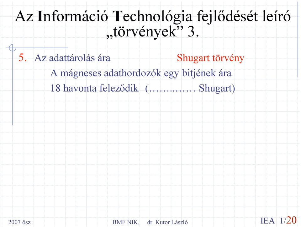 Az adattárolás ára Shugart törvény A