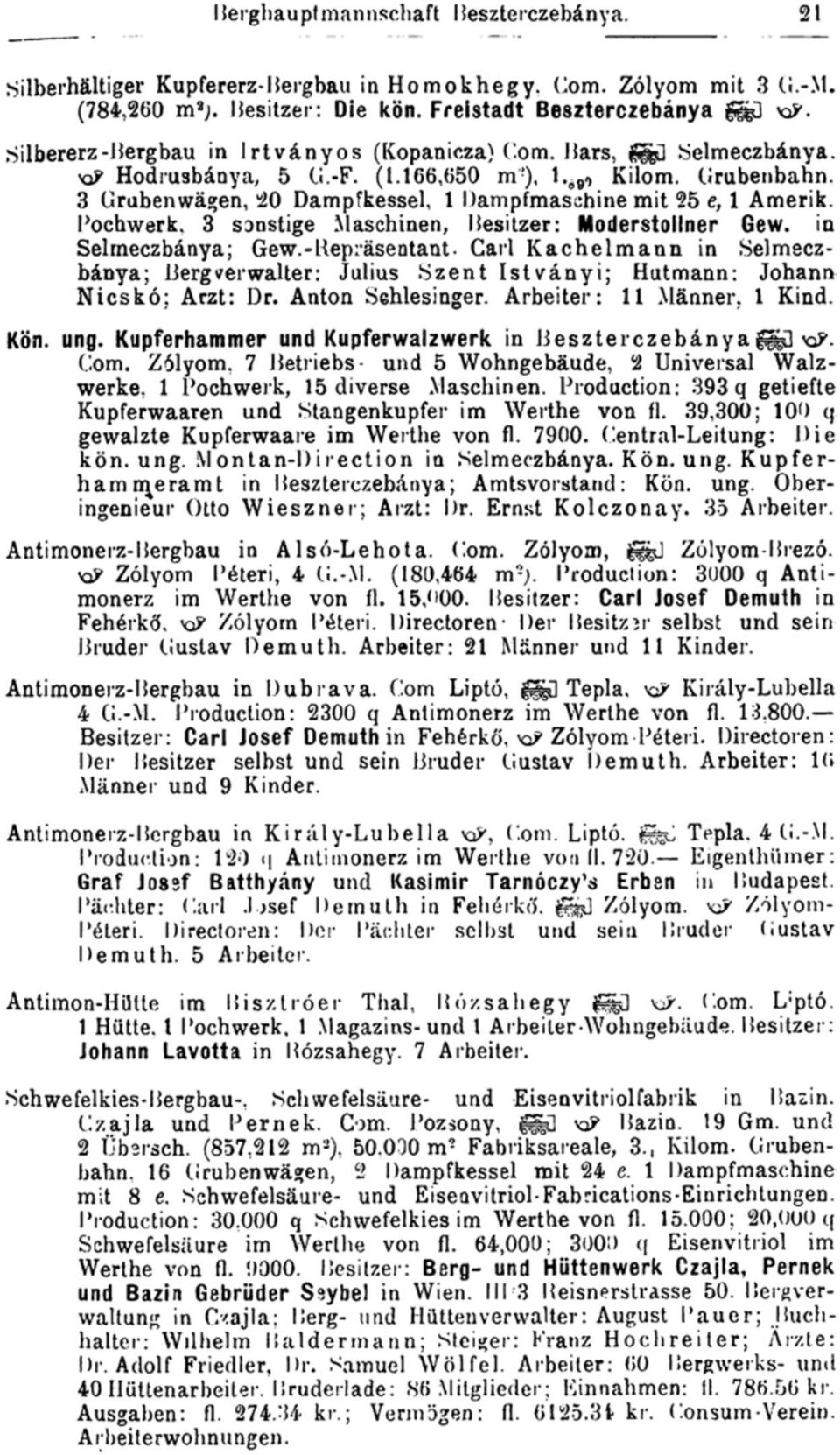 Pochwerk, 3 sanstige Maschinen, Besitzer: Moderstollner Gew. in Selmeczbánya; Gew.