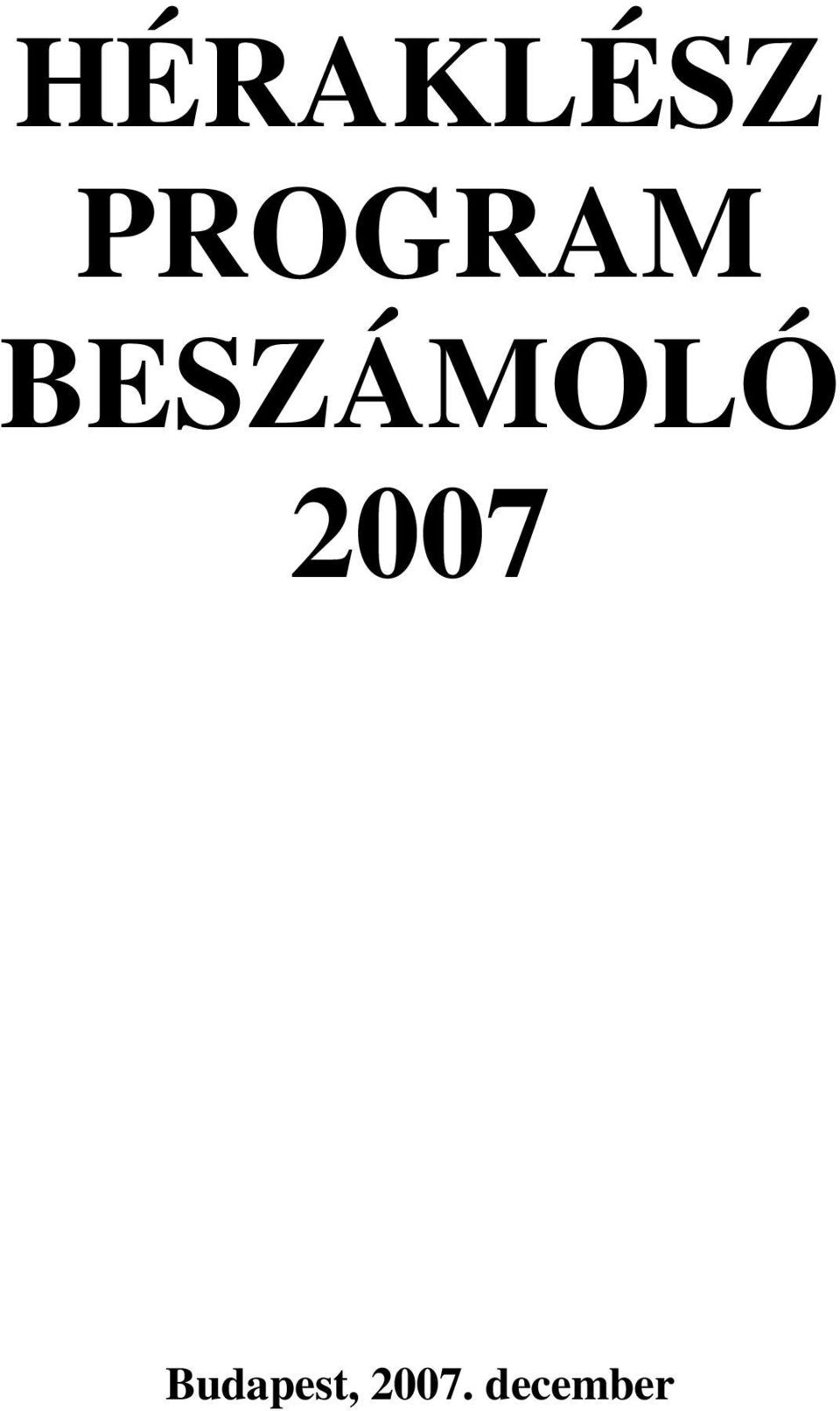 BESZÁMOLÓ 2007