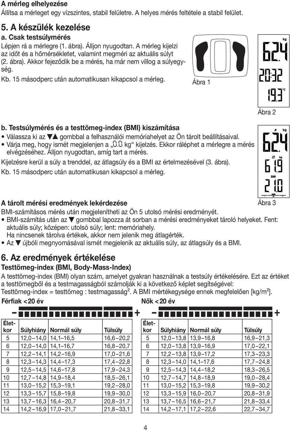 15 másodperc után automatikusan kikapcsol a mérleg. Ábra 1 Ábra 2 b.