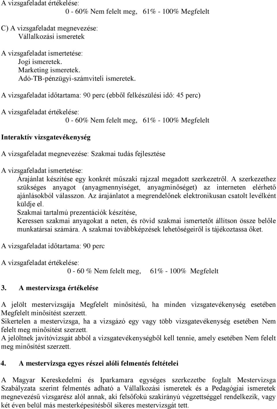 A vizsgafeladat időtartama: 90 perc (ebből felkészülési idő: 45 perc) A vizsgafeladat értékelése: 0-60% Nem felelt meg, 61% - 100% Megfelelt Interaktív vizsgatevékenység A vizsgafeladat megnevezése: