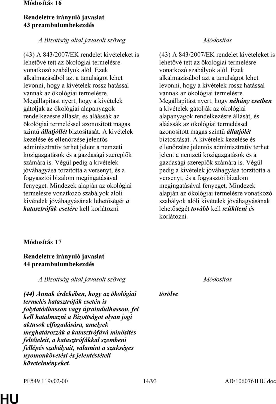 Megállapítást nyert, hogy a kivételek gátolják az ökológiai alapanyagok rendelkezésre állását, és aláássák az ökológiai termeléssel azonosított magas szintű állatjóllét biztosítását.
