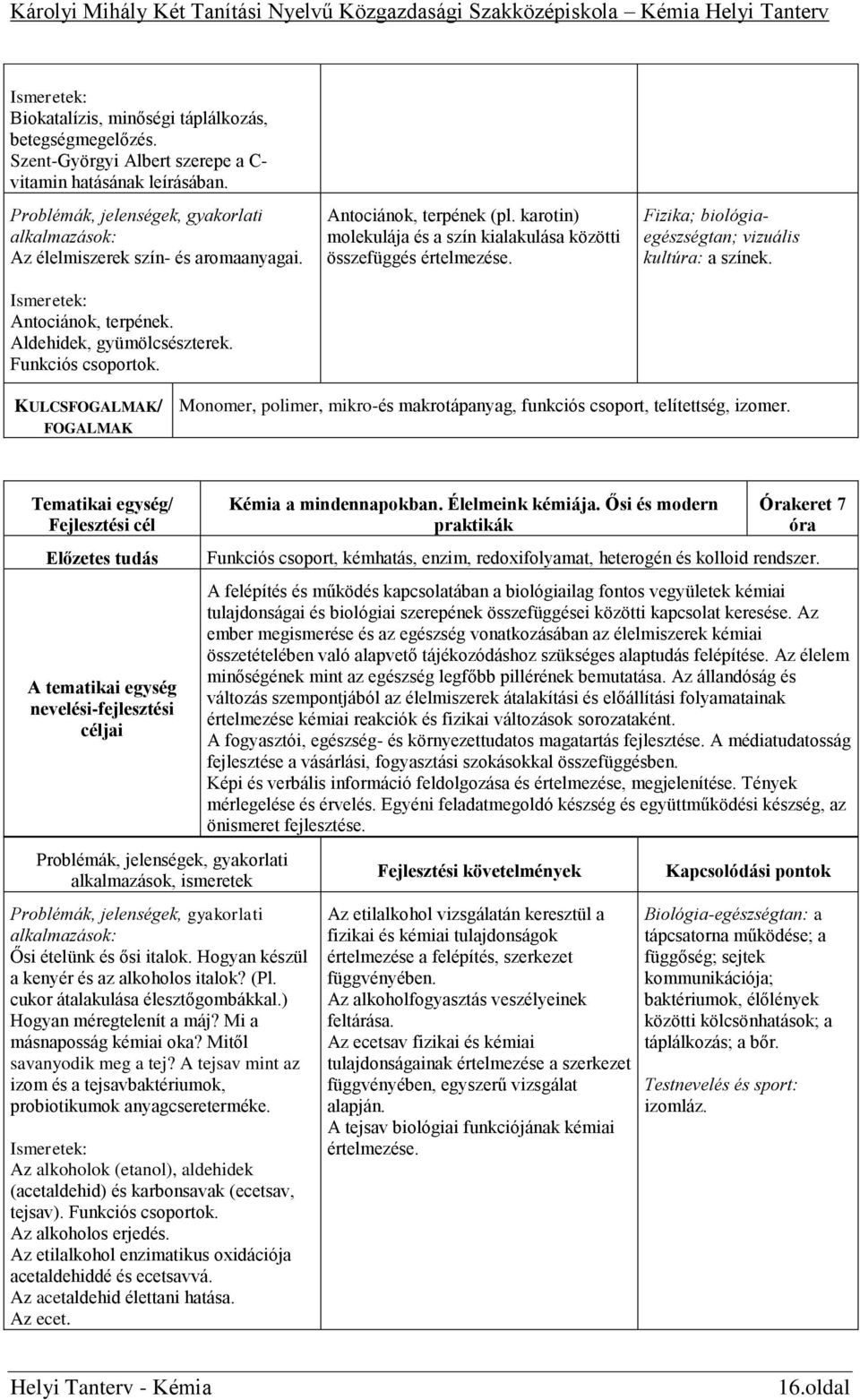 KULCSFOGALMAK/ FOGALMAK Monomer, polimer, mikro-és makrotápanyag, funkciós csoport, telítettség, izomer. Ősi ételünk és ősi italok. Hogyan készül a kenyér és az alkoholos italok? (Pl.