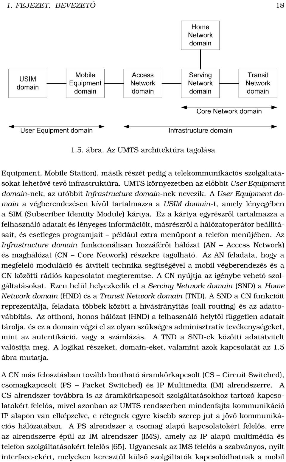 A User Equipment domain a végberendezésen kívül tartalmazza a USIM domain-t, amely lényegében a SIM (Subscriber Identity Module) kártya.