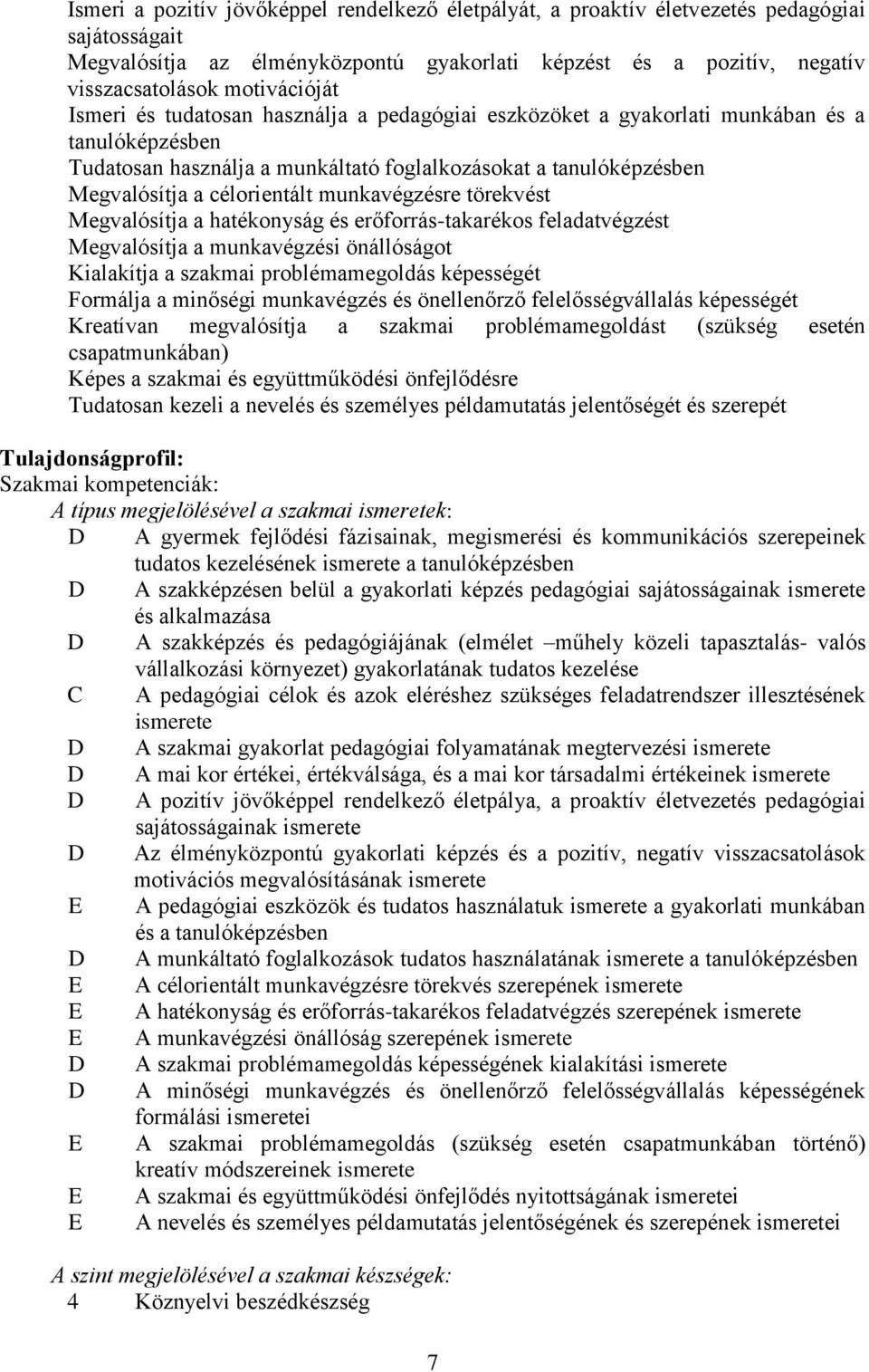 célorientált munkavégzésre törekvést Megvalósítja a hatékonyság és erőforrás-takarékos feladatvégzést Megvalósítja a munkavégzési önállóságot Kialakítja a szakmai problémamegoldás képességét Formálja