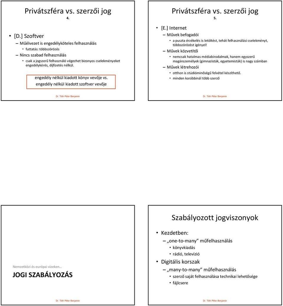 engedély nélkül kiadott könyv vevője vs. engedély nélkül kiadott szoftver vevője Privátszféra vs. szerzői jog 5. [E.