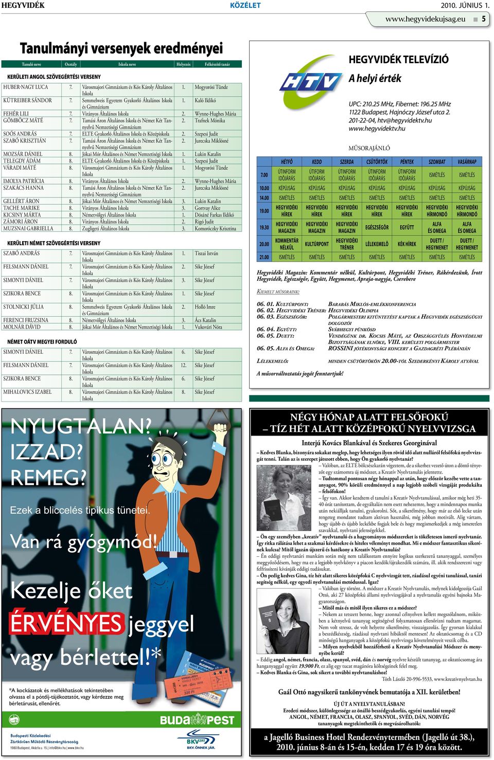 Wynne-Hughes Mária GÖMBÖCZ MÁTÉ 7. Tamási Áron Általános és Német Két Tannyelvű 2. Trafnek Mónika Nemzetiségi Gimnázium SOÓS ANDRÁS 7. ELTE Gyakorló Általános és Középiskola 2.