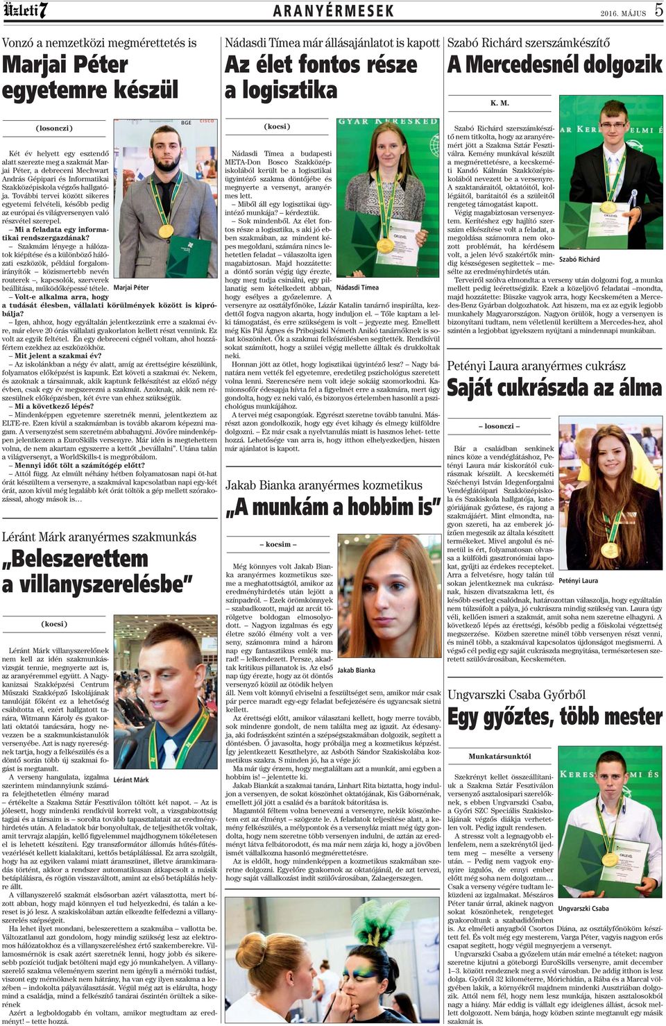 rcedesnél dolgozik K. M. (losonczi) Két év helyett egy esztendő alatt szerezte meg a szakmát Marjai Péter, a debreceni Mechwart András Gépipari és Informatikai Szakközépiskola végzős hallgatója.