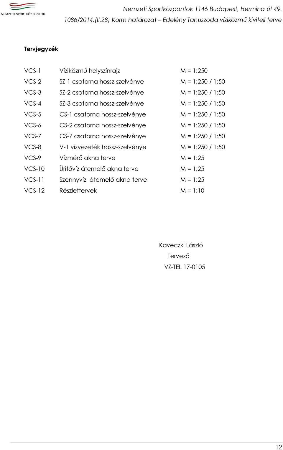 / 1:50 V-7-7 csatorna hossz-szelvénye M = 1:250 / 1:50 V-8 V-1 vízvezeték hossz-szelvénye M = 1:250 / 1:50 V-9 Vízmérő akna terve M = 1:25 V-10