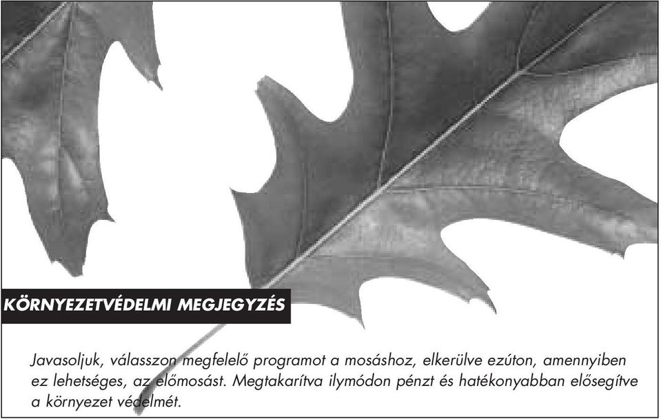 amennyiben ez lehetséges, az előmosást.