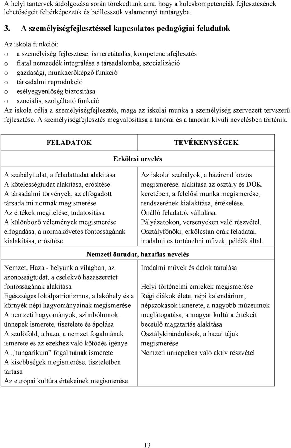 gazdasági, munkaerőképző funkció társadalmi reprdukció esélyegyenlőség biztsítása szciális, szlgáltató funkció Az iskla célja a személyiségfejlesztés, maga az isklai munka a személyiség szervezett