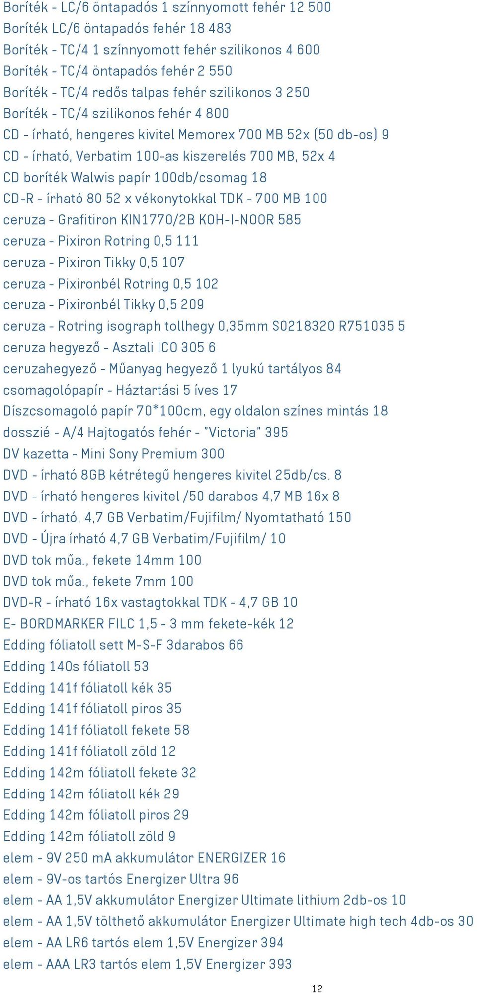 Walwis papír 100db/csomag 18 CD-R - írható 80 52 x vékonytokkal TDK - 700 MB 100 ceruza - Grafitiron KIN1770/2B KOH-I-NOOR 585 ceruza - Pixiron Rotring 0,5 111 ceruza - Pixiron Tikky 0,5 107 ceruza -