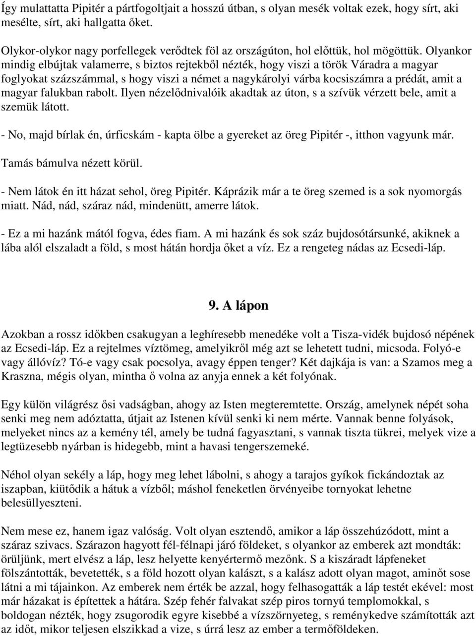 Olyankor mindig elbújtak valamerre, s biztos rejtekből nézték, hogy viszi a török Váradra a magyar foglyokat százszámmal, s hogy viszi a német a nagykárolyi várba kocsiszámra a prédát, amit a magyar