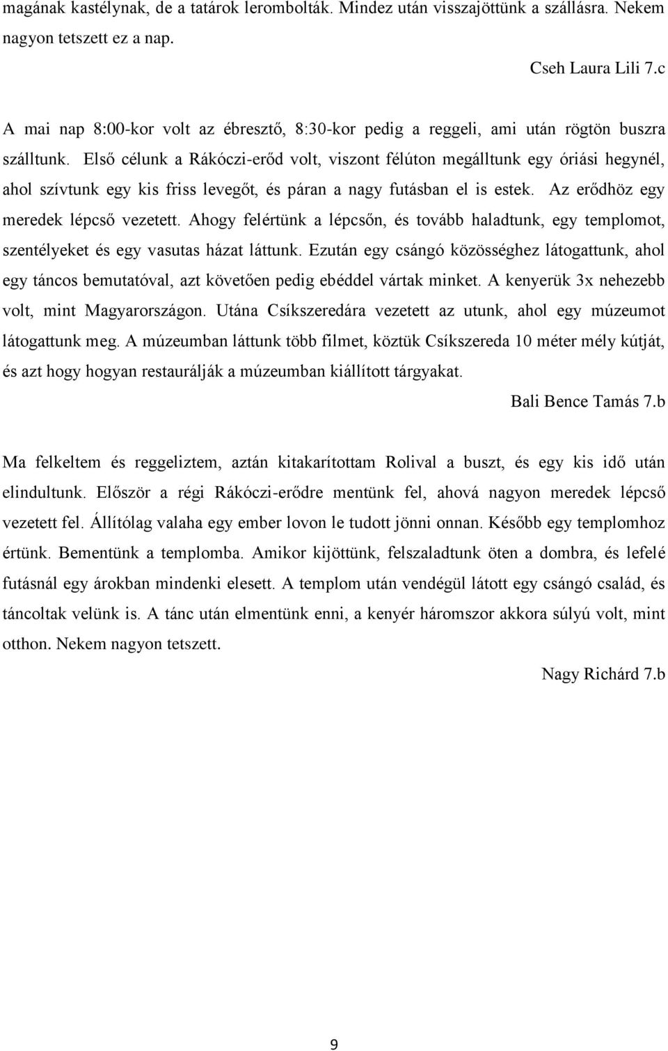 Első célunk a Rákóczi-erőd volt, viszont félúton megálltunk egy óriási hegynél, ahol szívtunk egy kis friss levegőt, és páran a nagy futásban el is estek. Az erődhöz egy meredek lépcső vezetett.