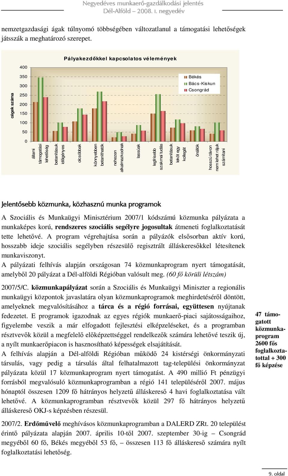 nehezen alkalmazkodnak lassúak legfrisebb szakmai tudás betanításuk leköt egy kollegát önállók hosszú távon nem lehet rájuk számítani Jelentısebb közmunka, közhasznú munka programok A Szociális és