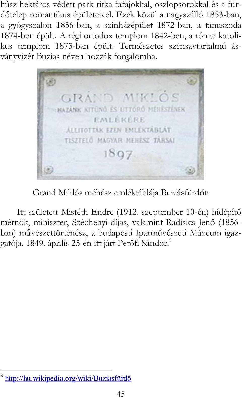 A régi ortodox templom 1842-ben, a római katolikus templom 1873-ban épült. Természetes szénsavtartalmú ásványvizét Buziaş néven hozzák forgalomba.