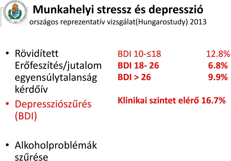 egyensúlytalanság kérdőív Depressziószűrés Klinikai szintet elérő