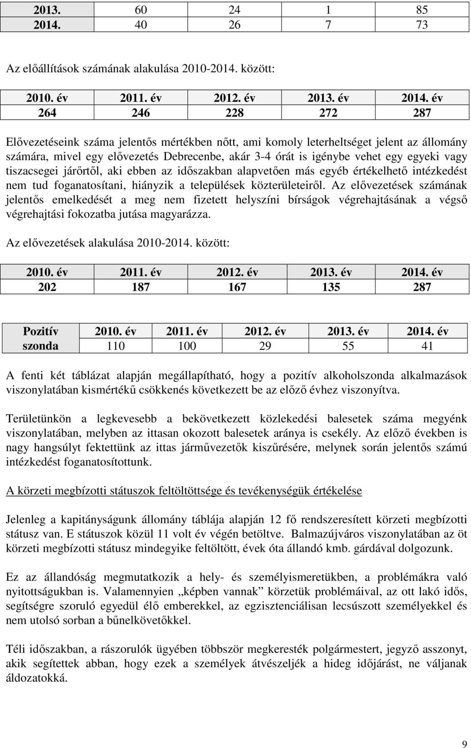 vagy tiszacsegei járőrtől, aki ebben az időszakban alapvetően más egyéb értékelhető intézkedést nem tud foganatosítani, hiányzik a települések közterületeiről.