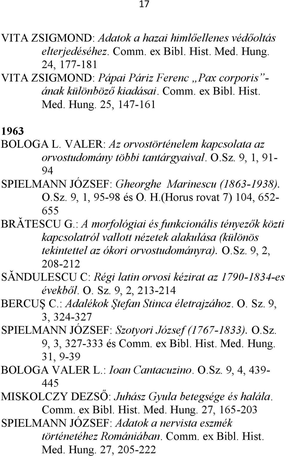 (Horus rovat 7) 104, 652-655 BRǍTESCU G.: A morfológiai és funkcionális tényezők közti kapcsolatról vallott nézetek alakulása (különös tekintettel az ókori orvostudományra). O.Sz.